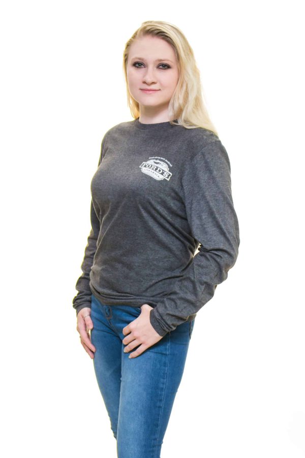 Front of Ford's Fish Shack Long-Sleeve T-Shirt in Rich Gray