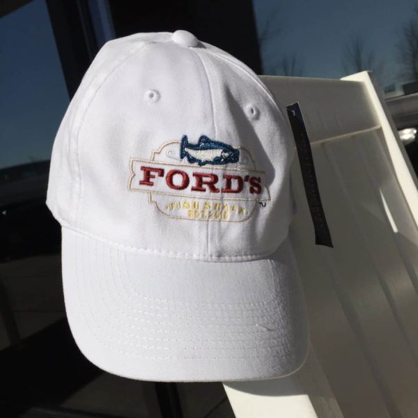 Front of Ford's Fish Shack Baseball Cap in White